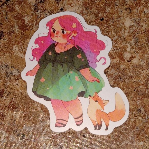 🎯 10 for $10 / Girl with Fox Sticker - Picture 3 of 3
